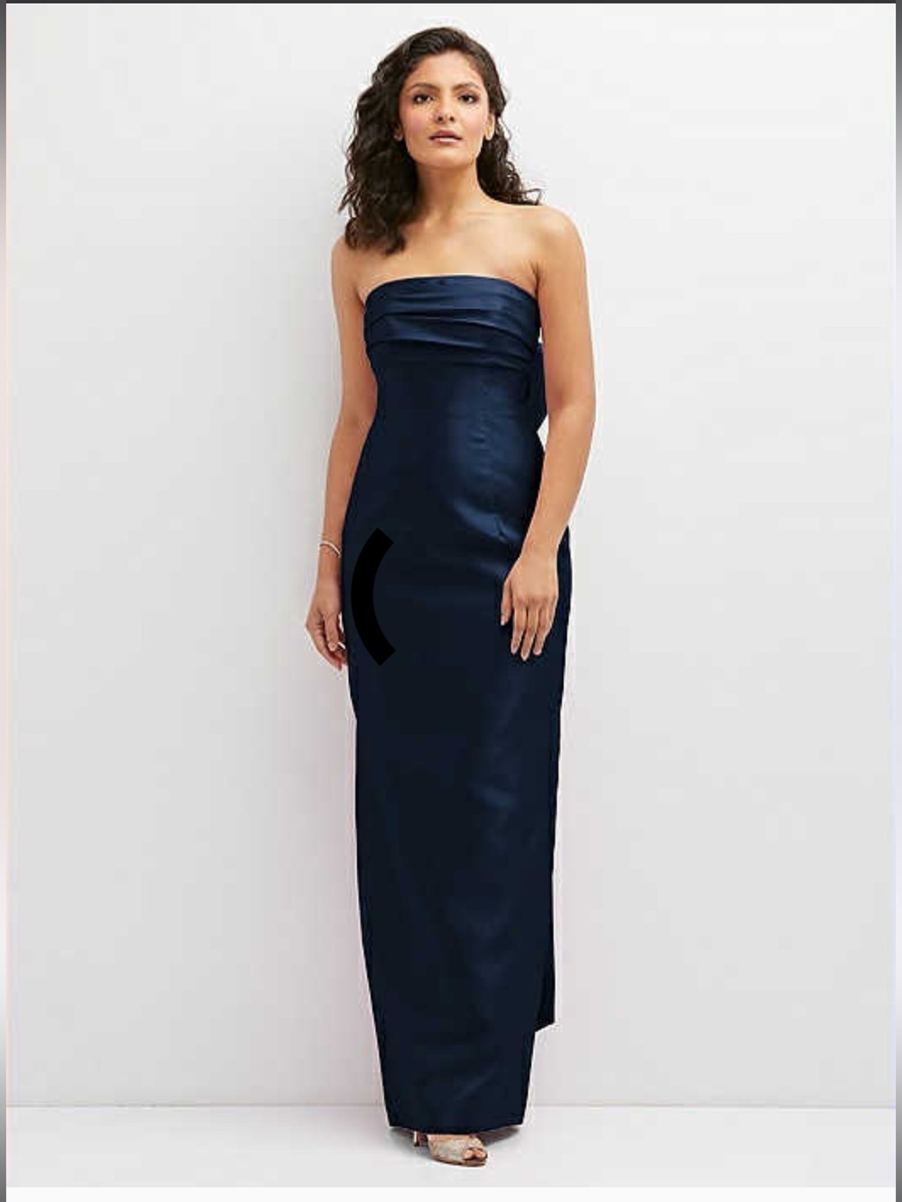 Dessy Group Midnight Navy Strapless Satin Column Gown D856